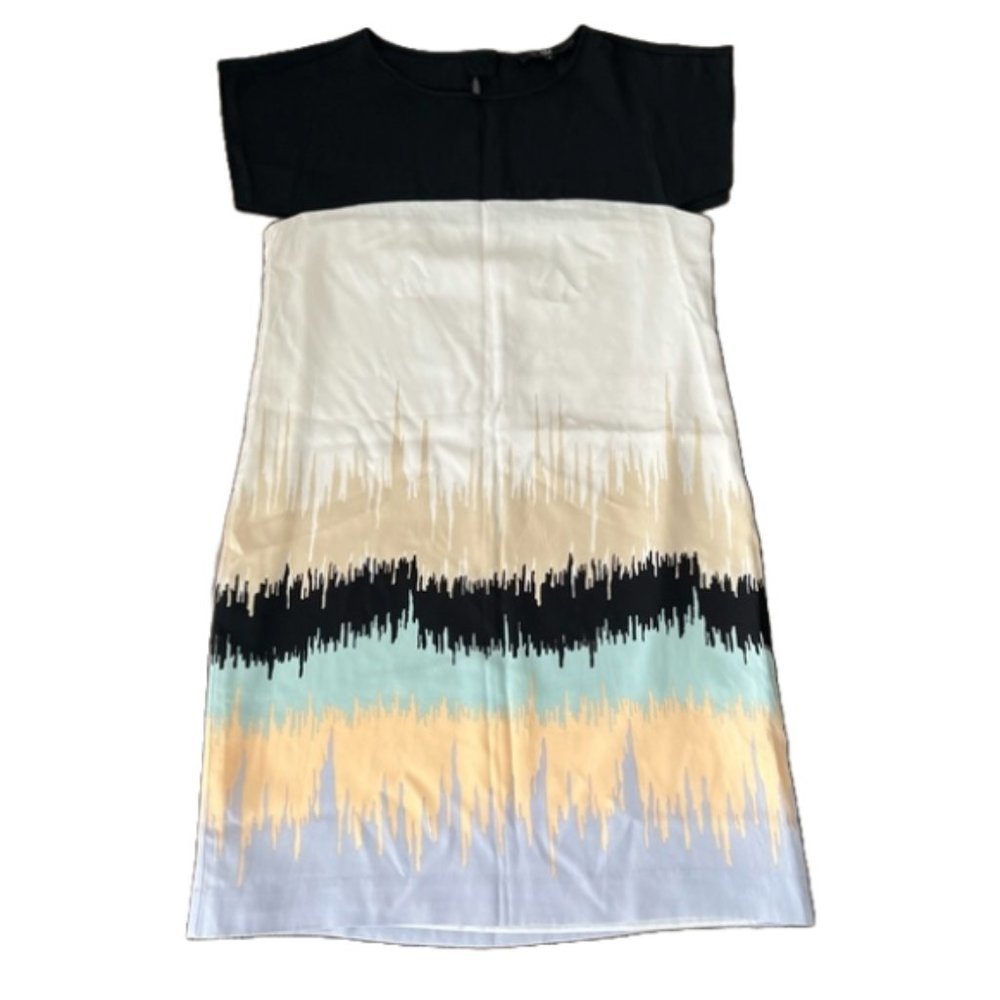 TIBI Silk Analog Watercolor Lined Shift Easy Dress